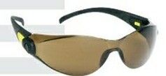 Sporty Single Lens Safety Glasses W/ Brown Lens & Black Frame