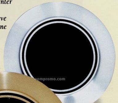 11 1/2" Diameter Silver Aluminum Award Tray With Black Center