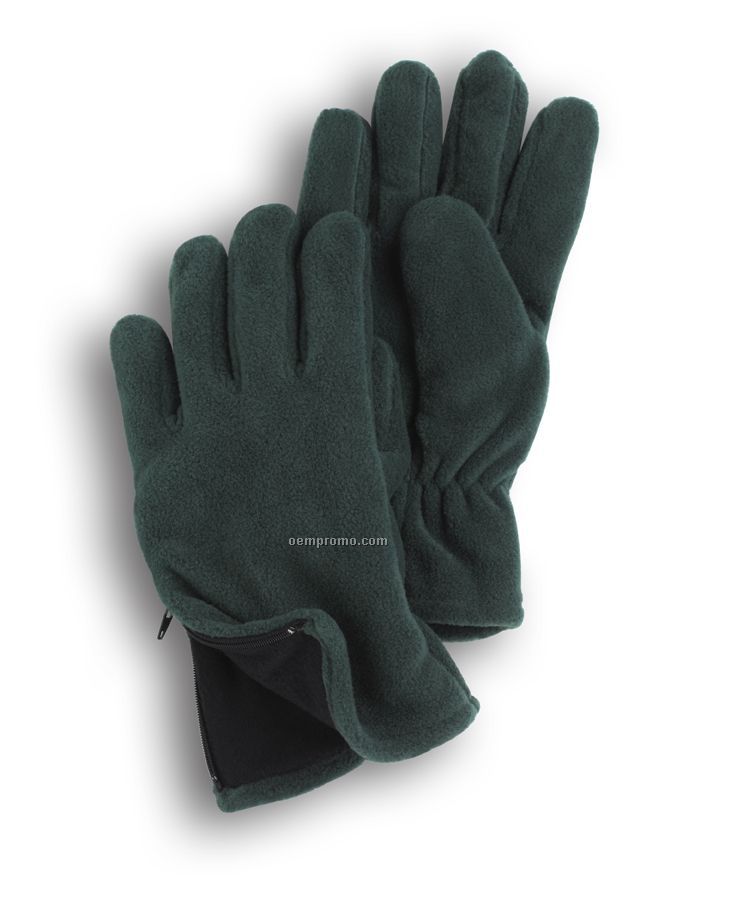 Wolfmark Hunter Green Fleece Zipper Glove