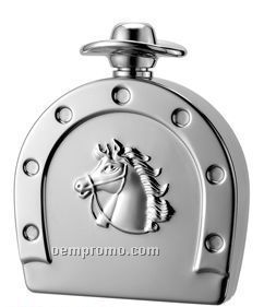 6 Oz. Horseshoe Flask With Embedded Horse Head