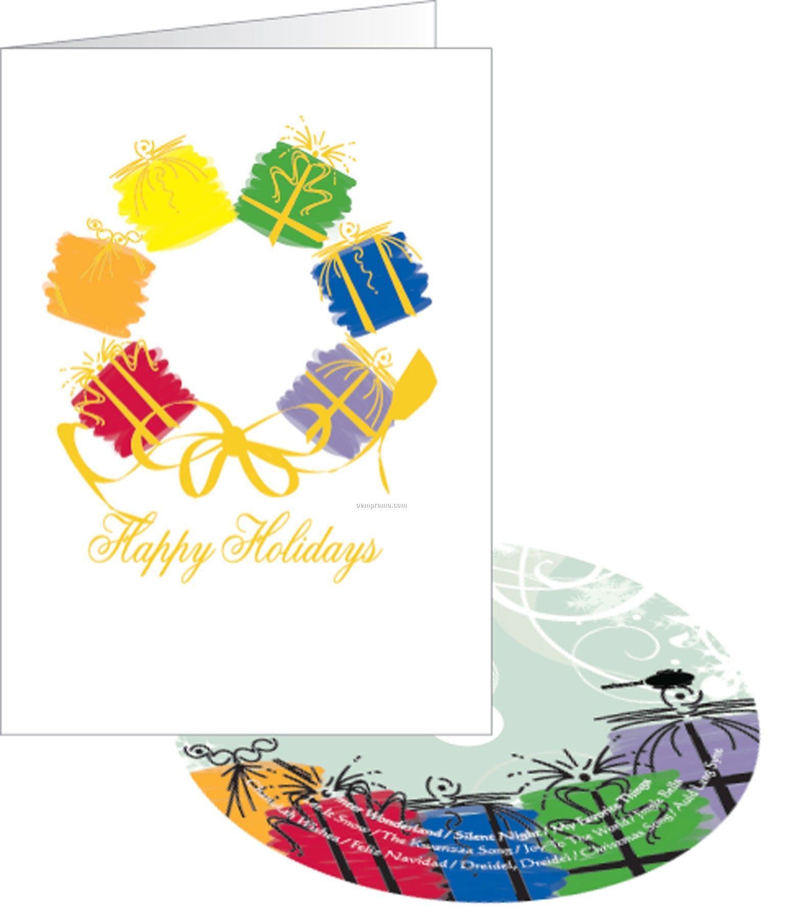 Wreath Of Presents Holiday Greeting Card With Matching CD