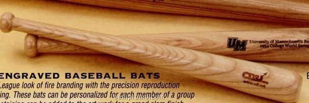 10" Natural Finish Laser Engraved Novelty Baseball Bats