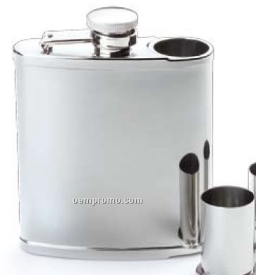 6 Oz. Shiny Stainless Steel Flask
