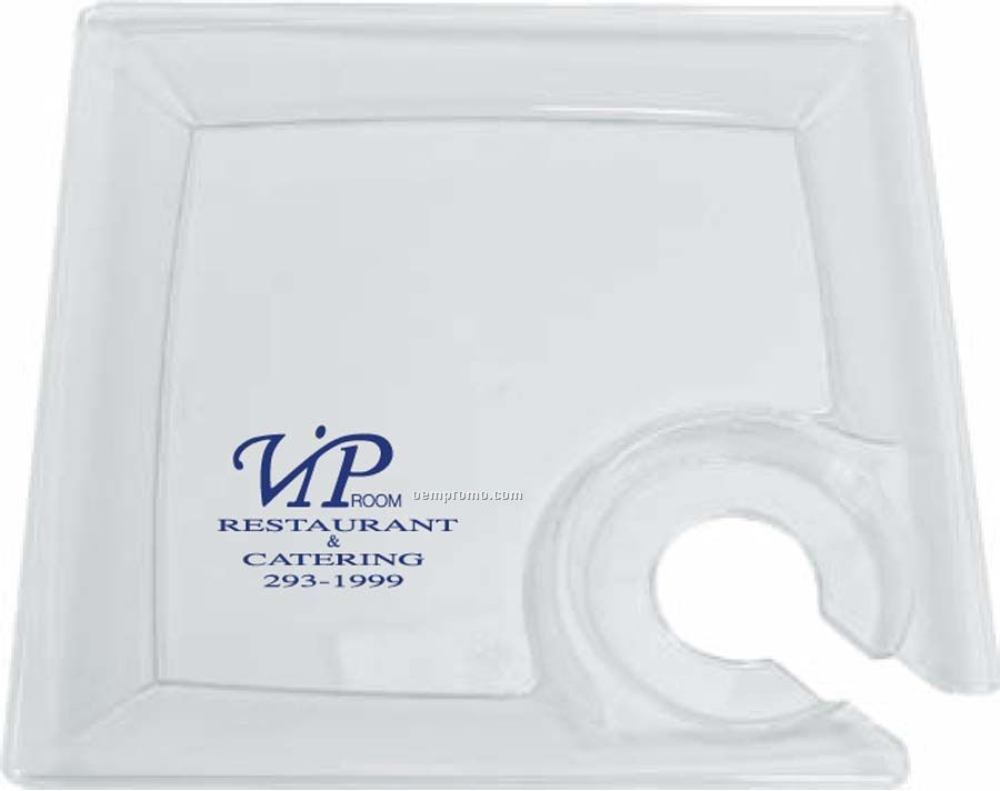 8.25" Clear Plastic Square Cocktail Plate