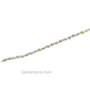 Ladies' 7" Sterling Silver/14ky 4-3/4mm Rope Chain Bracelet