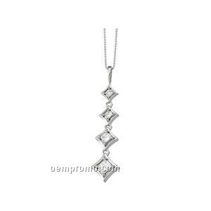 14kw 4 Stone Princess-cut Diamond Pendant