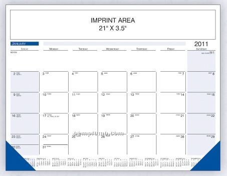 Black / Blue Desk Calendar W/ Color Imprint (Order After 8/31)
