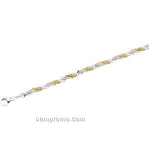 Ladies' 7" Sterling Silver/14ky 2-3/4mm Rope Chain Bracelet