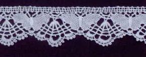 1-1/2" White Cluster Fan Cluny Lace Fabric With Butterfly