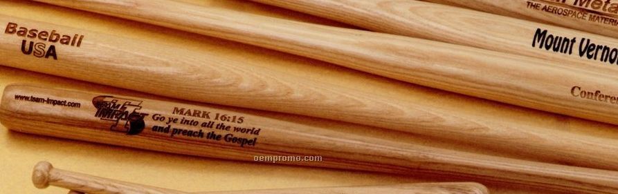 18" Natural Finish Laser Engraved Novelty Baseball Bats