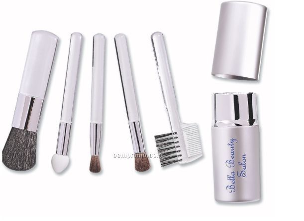 5-piece Cosmetic Brush Set In Aluminum Case