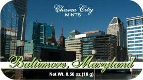 Baltimore Charm City Mints Tin W/ 4-color Process Label (72 Mints)