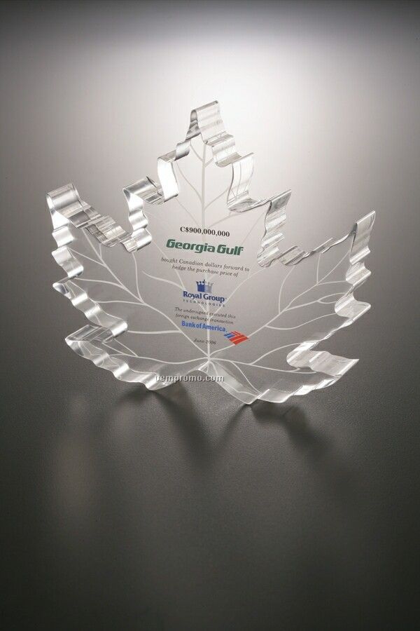 Lucite Embedment Maple Leaf Award