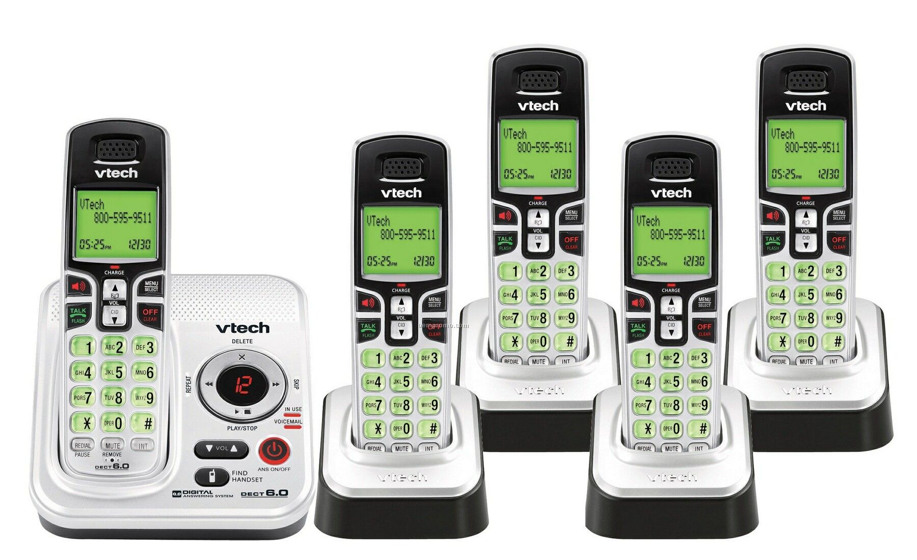 Vtech Expandable Dect 6.0 Cordless Phone System W/ 5 Handsets
