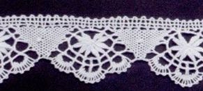 1-3/4" Ecru Cluster Fan Cluny Lace Fabric With Flower