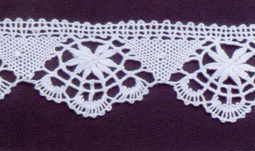 1-3/4" White Cluster Fan Cluny Lace Fabric With Flower