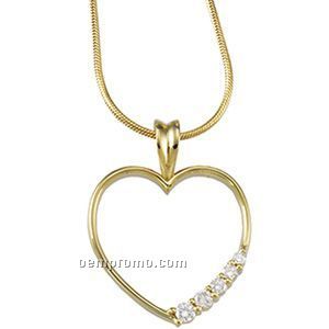 14kw 1/5 Ct Tw Journey Diamond Heart Pendant