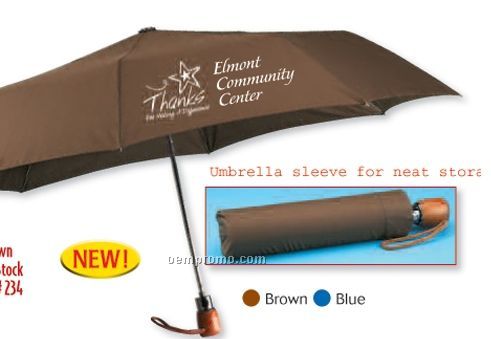 Brown Compact Umbrella W/ Sleeve