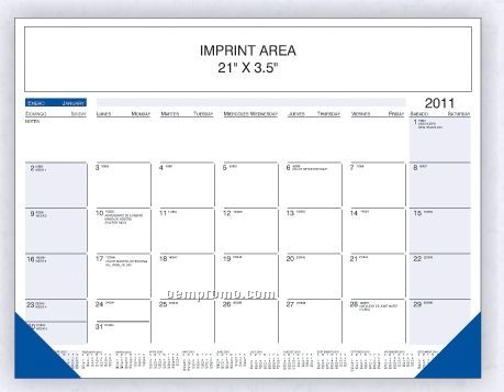 Spanish / English Black & Blue Desk Calendar (Order By 8/31)