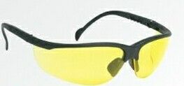 Wrap-around Safety Glasses W/ Rubber Nose Piece (Amber Lens & Black Frame)