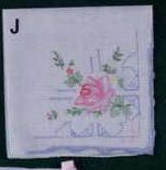 13" Ladies White Handkerchief With Partly Opened Pink Rose