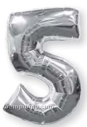 34" #4 Solid Silver Number Megaloon Balloon