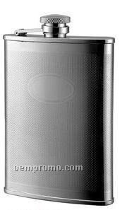 8 Oz. Flask With Checkered Pattern & Oval Center