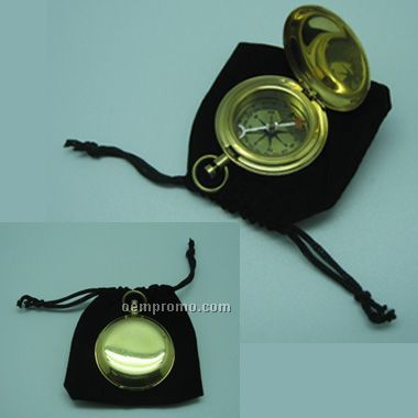 Brass Pocket Compass With Velvet Pouch(Screen Printed)