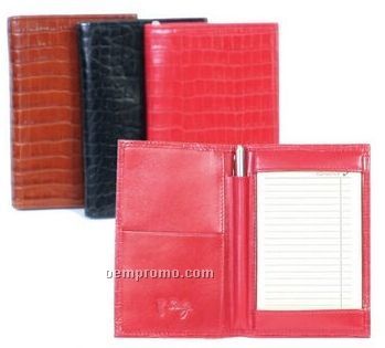 Red Crocodile Calf Leather Folded Jotter