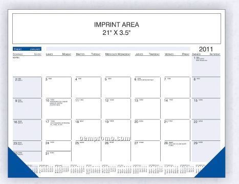 Spanish / English Black & Blue Desk Calendar (Order After 8/31)