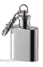 1 Oz. Pocket-size Mirror Finish Rimless Flask With Keychain