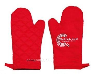 Poly Cotton Twill Oven Mitt W/ Diamond Quilted Side