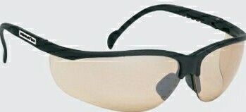Wrap-around Safety Glasses W/ Rubber Nose Piece (Brown Lens/Black Frame)