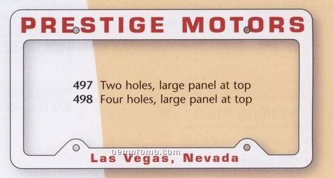 Auto License Frame W/ 2 Holes & Large Top Straight Panel
