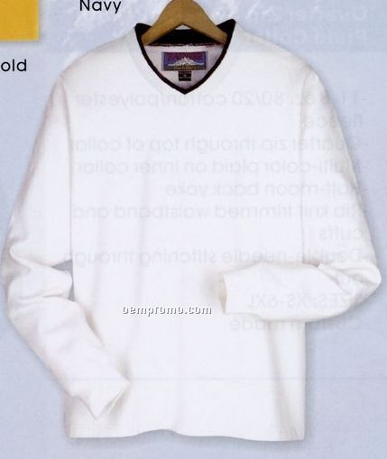 Long Sleeve V-neck Sweatshirt W/ Striped Trim