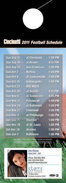 Cincinnati Pro Football Schedule Door Hanger (4