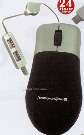 Mini Optical Mouse W/ 2 Port USB