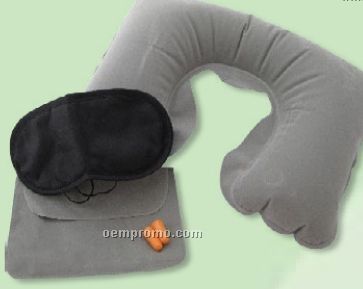 Travel Kit With Eye Mask And Inflatable Pillow