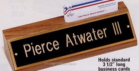 American Walnut Name Plate W/ Business Card Holder (8