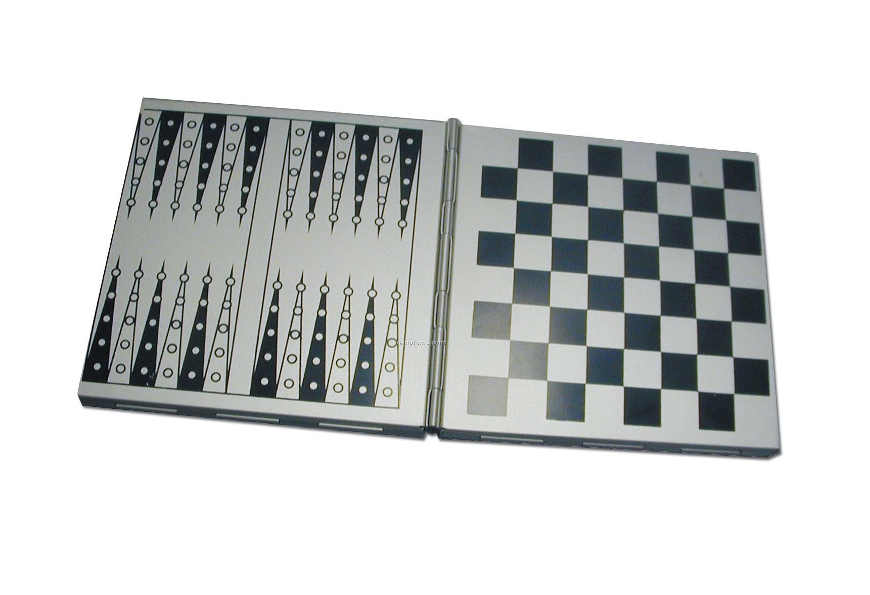 Magnetic 3-in-1 Metal Case Chess/ Checkers/ Backgammon Set