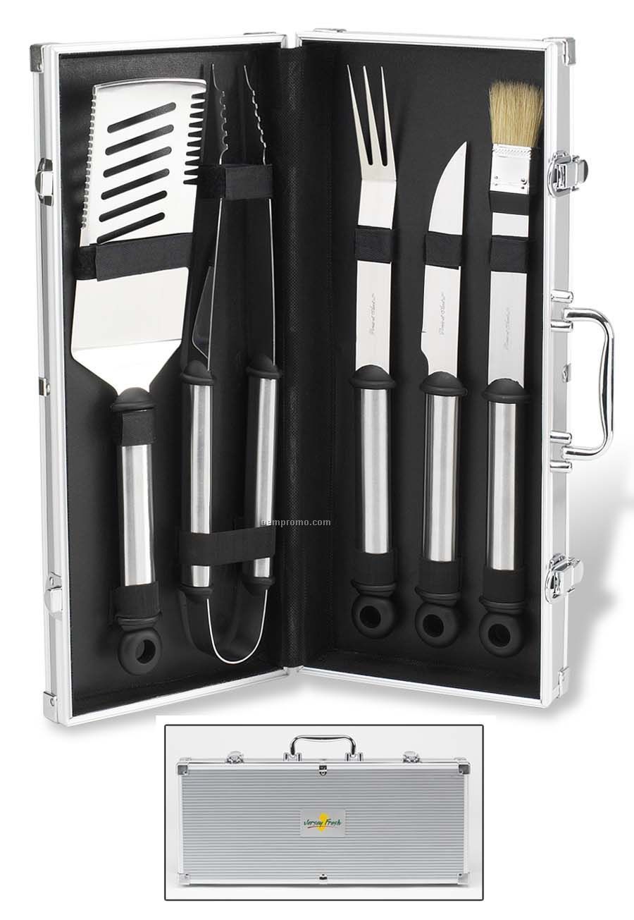 5-piece Stainless Steel Primary Griller Barbecue Set With Knife & Spatula