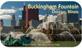 Chicago Buckingham Fountain Mint Tin W/ 4-color Process Label (72 Mints)