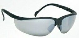 Wrap-around Safety Glasses W/ Rubber Nose Buds (Silver Mirror/Black Frame)
