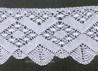 4-3/16" White Handmade Cluny Diamond Spider Stitch Lace Fabric