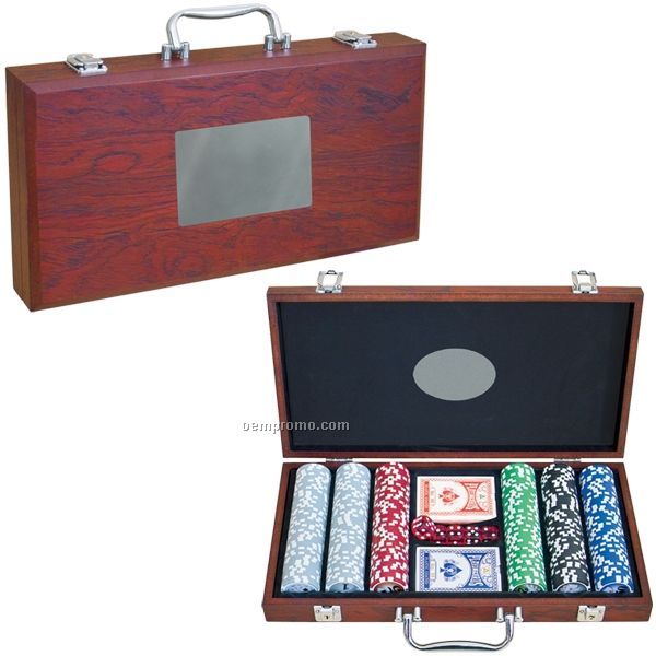 Poker Set W/ Rosewood Finish Case (Blank)