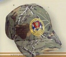 Pro Style Cotton Twill Camouflage Cap W/ Curved Bill (Suede Puff)