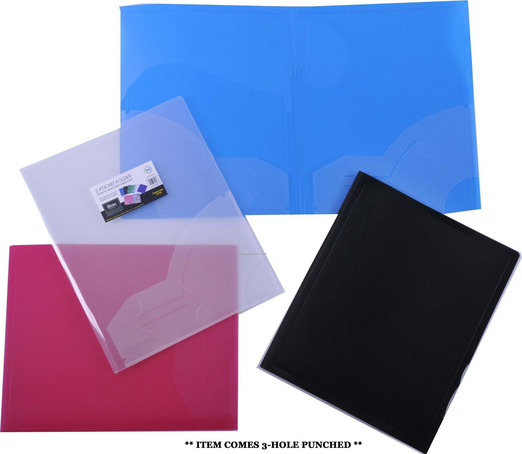 Translucent Black 3-hole Punched 2 Pocket Folder