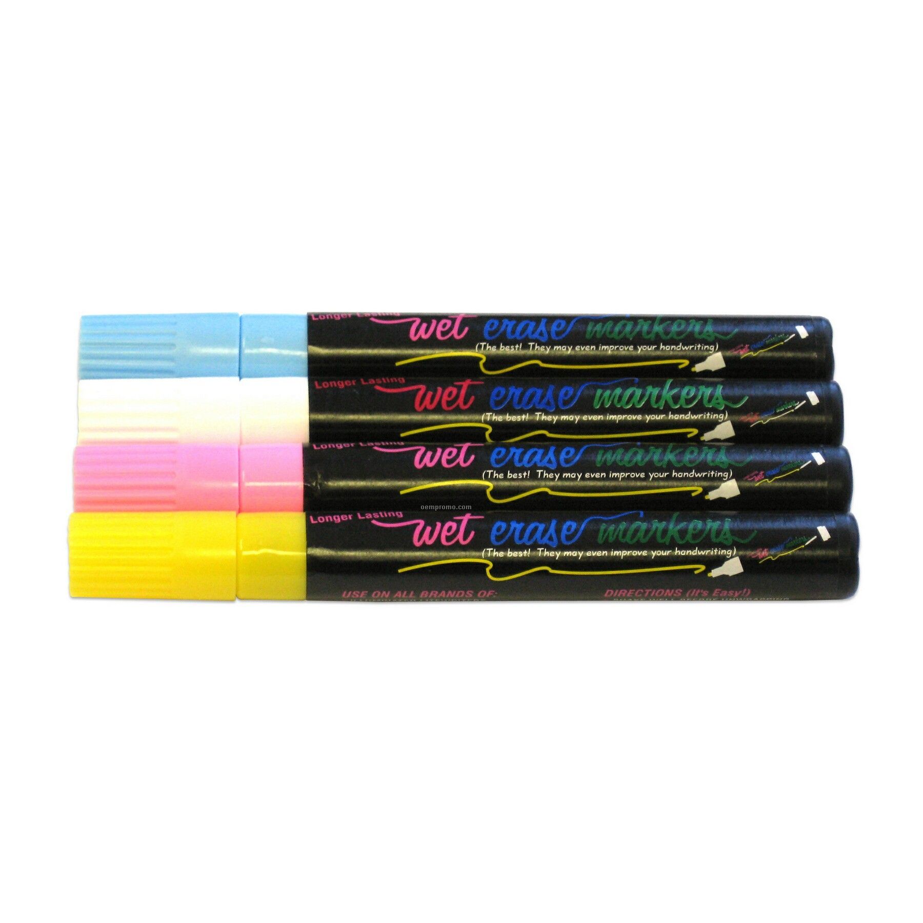 Wet Erase Marker Set - White/ Blue/ Yellow/ Pink (4 Pack)