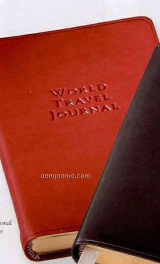 World Travel Journal W/ Traditional Genuine Leather Cover