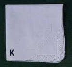 13" Ladies White Handkerchief With Embroidered Mother